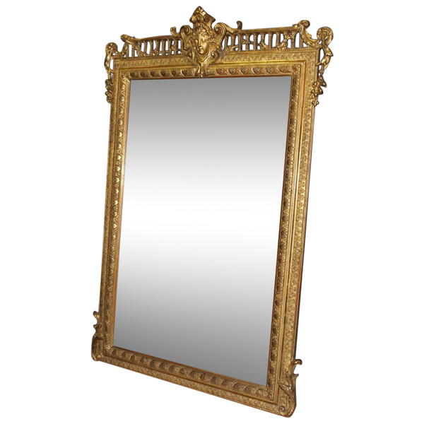 Napoleon III period mirror in 19th century gilded stucco