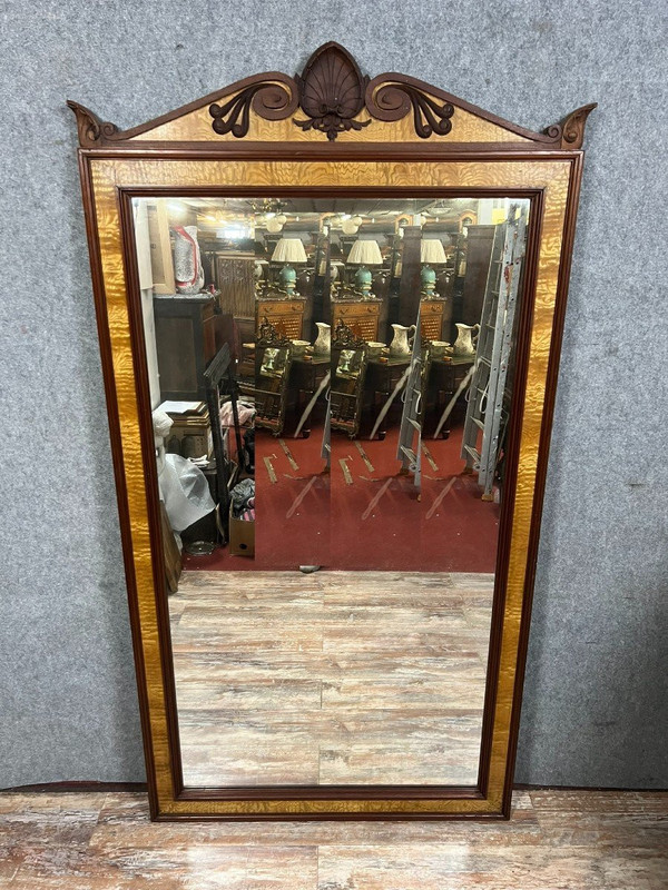 Napoleon III period stamped mirror in maple and mahogany circa 1880 / h 218 CM