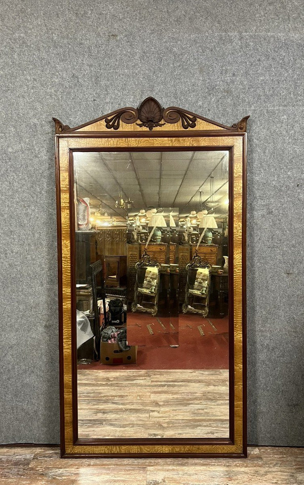 Napoleon III period stamped mirror in maple and mahogany circa 1880 / h 218 CM