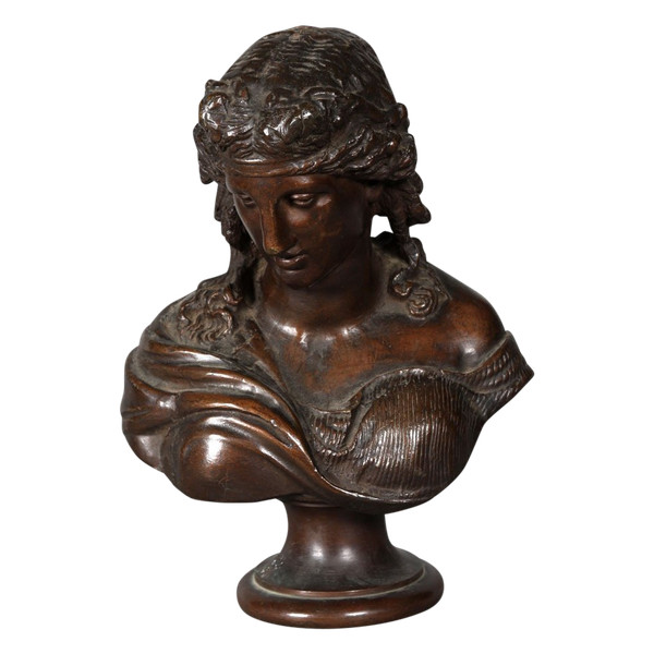 Bronze du XIX ème siècle, buste de d’Ariane, femme de Dionysos