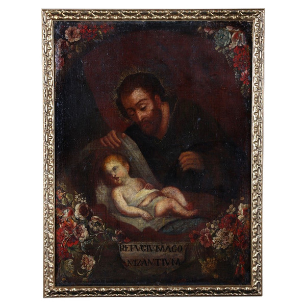 Italian School of the 17th century, 107 cm, Joseph watching over the baby Jesus