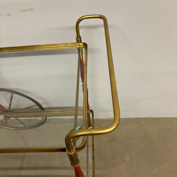 Bar / food trolley 50s Cesare Lacca brass and red. All original. Size 80 x 45. h 71