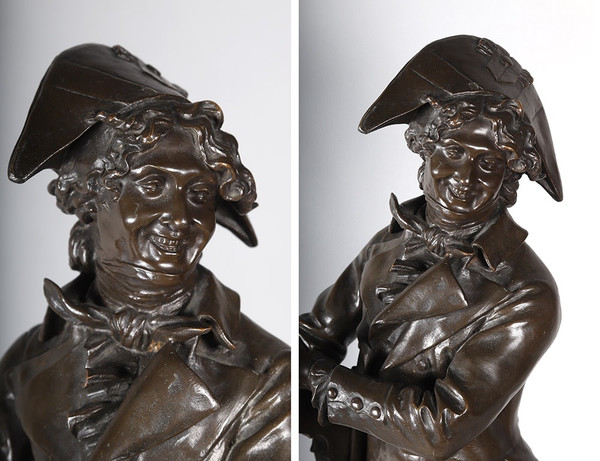 Bronze XIX ème, 62 cm, Jean Jules SALMSON 1823/1902, Le Violoniste sous l’Empire, Ecole Française