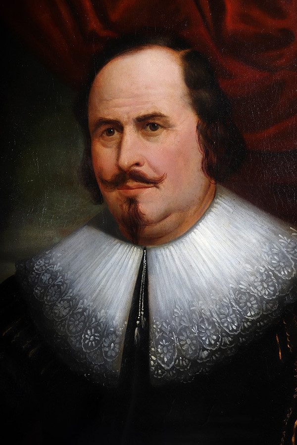 Large 19th century portrait, 108cm, nobleman with a so-called confusion collar, Northern European School