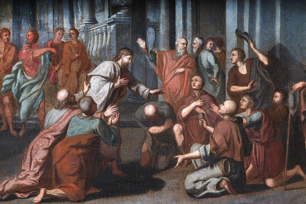 Italian school of the 17th century, Jesus blessing his faithful in the Temple