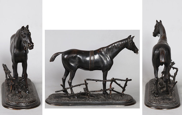 Bronze XIX ème, animalier, Cheval de course, Ecole Françaises