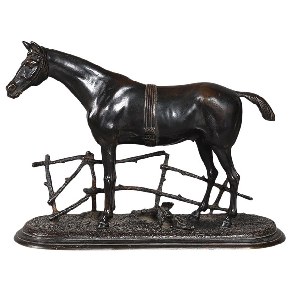 Bronze XIX ème, animalier, Cheval de course, Ecole Françaises