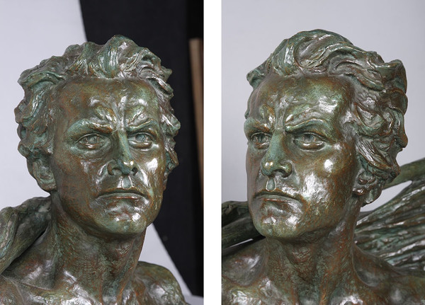 Bronze 1930, 56 cm, Büste: Jean MERMOZ, signiert Alexandre OULINE