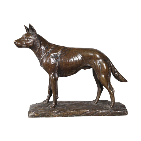 Bronze XIXème, signé H. Hanggen ou H. Hanssen, Chien de berger