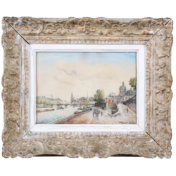 Frank Will (Frank Boggs), Paris, Quai de Seine, Pont des Arts, watercolor