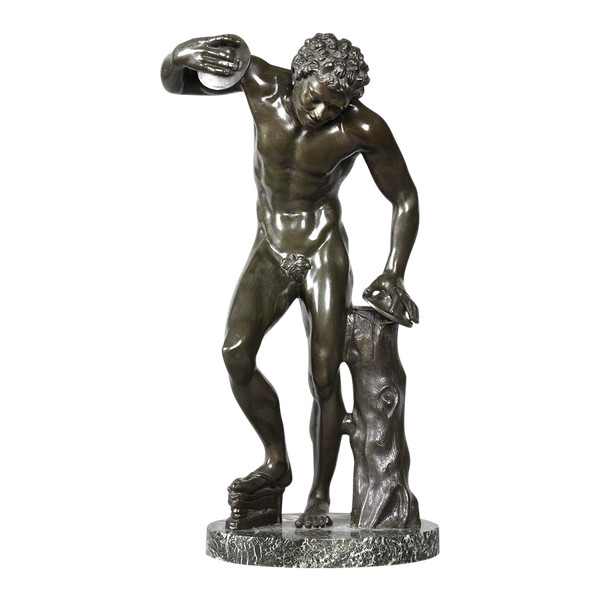 Bronze XIX ème, 57 cm, Faune aux cymbales, bronze à l’antique, École Française