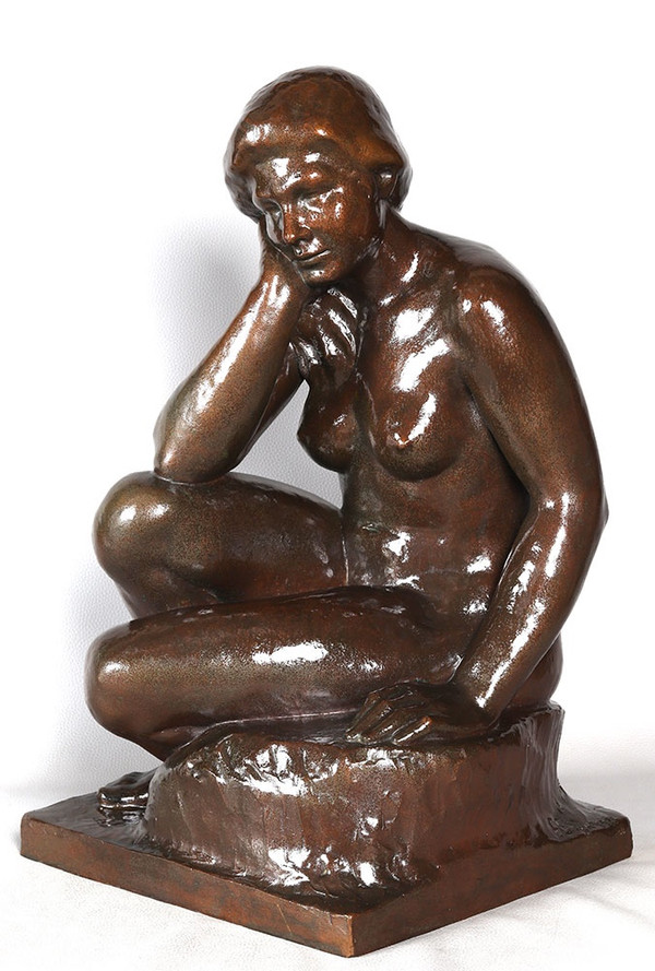 Bronze, 60 cm, signed Joan SEGURANYES i REDORTA born in 1932, Nude, Spanish School