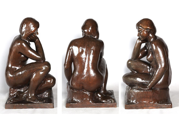 Bronze, 60 cm, signed Joan SEGURANYES i REDORTA born in 1932, Nude, Spanish School