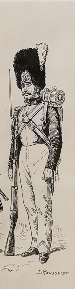 Military drawing by Lucien ROUSSELOT 20th century