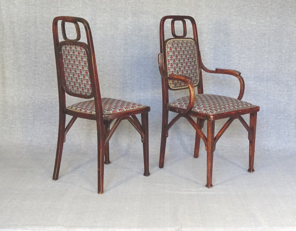 Secession Ensemble, Mundus 1910/1914, one armchair and two chairs, no Thonet