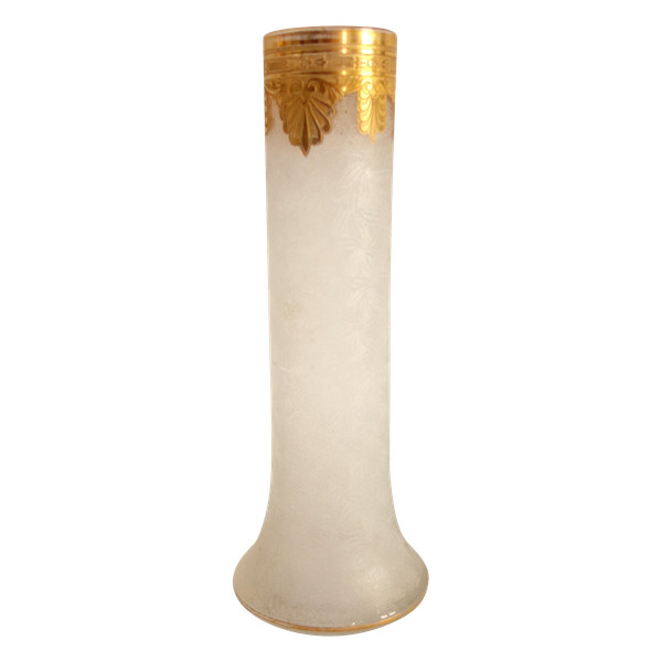 Saint Louis crystal soliflore vase, Nelly model gilded with fine gold - 20cm