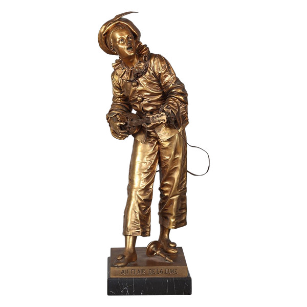 Bronze des 19. Jahrhunderts, 51 cm, signiert: Eutrope BOURET 1883/1906, Pierrot