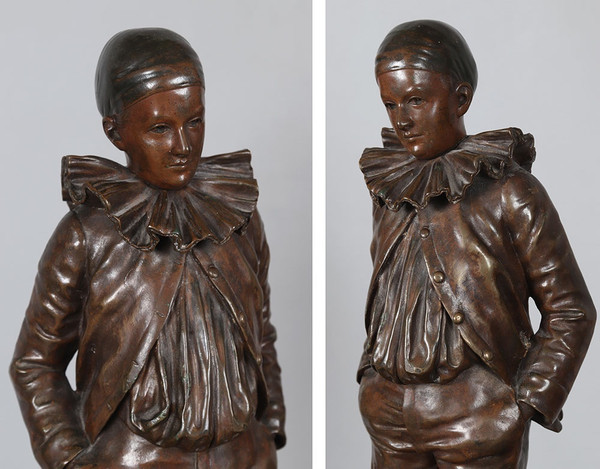 Bronze des 19. Jahrhunderts, 43 cm, signiert: GARNIER Jean 1853/1910, Pierrot