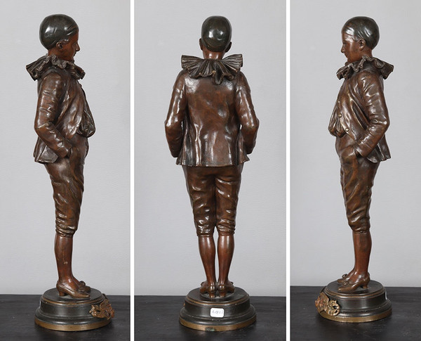 Bronze des 19. Jahrhunderts, 43 cm, signiert: GARNIER Jean 1853/1910, Pierrot