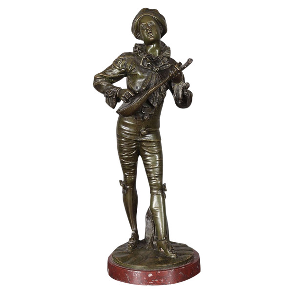 Bronze, Ende des 19. Jahrhunderts, 37 cm, signiert: A.J. LAVERGNE 1863/1928, Pierrot