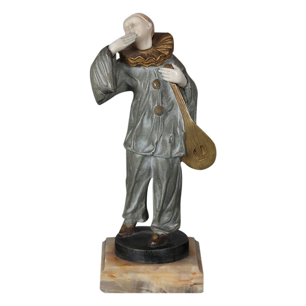 Chryséléphantine 1925, 18 cm, signé : Claudio Mimo BLASCO 1887/1959, Pierrot