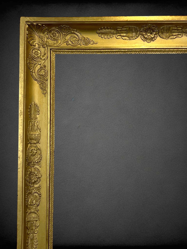 19TH CENTURY EMPIRE STYLE FRAME IN WOOD / GOLD STUCCO FOR PAINTING 53 CM X 42 CM