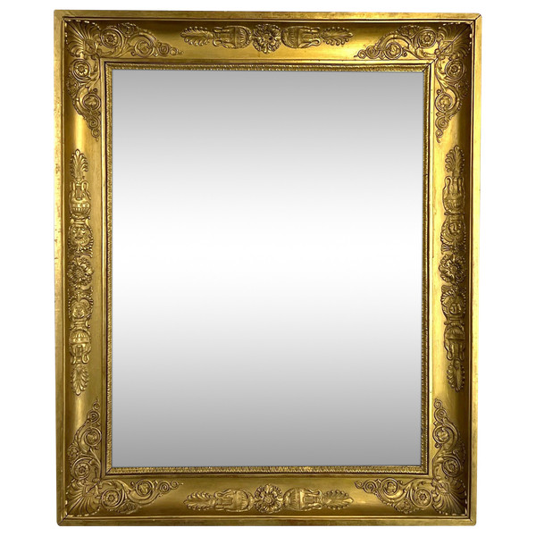 19TH CENTURY EMPIRE STYLE FRAME IN WOOD / GOLD STUCCO FOR PAINTING 53 CM X 42 CM