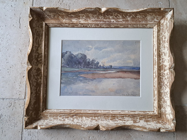 Guyot, Ufer der Loire, Roanne, Aquarell, Anfang des 20. Jahrhunderts. 