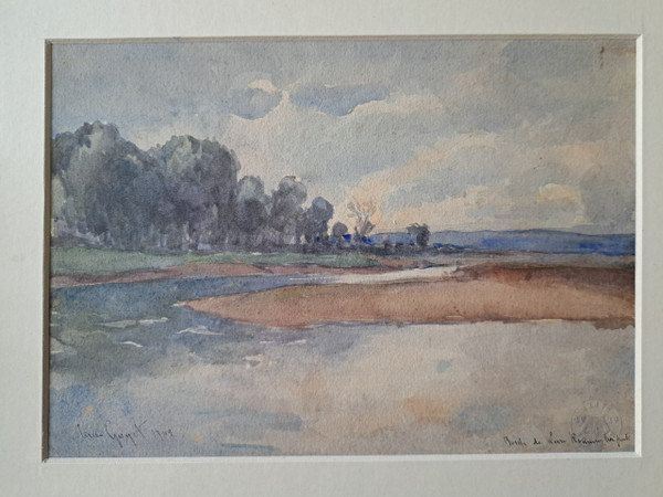 Guyot, Ufer der Loire, Roanne, Aquarell, Anfang des 20. Jahrhunderts. 