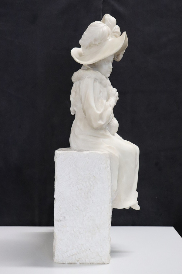 Antique Sculpture, Late 19th Century, White Carrara Marble