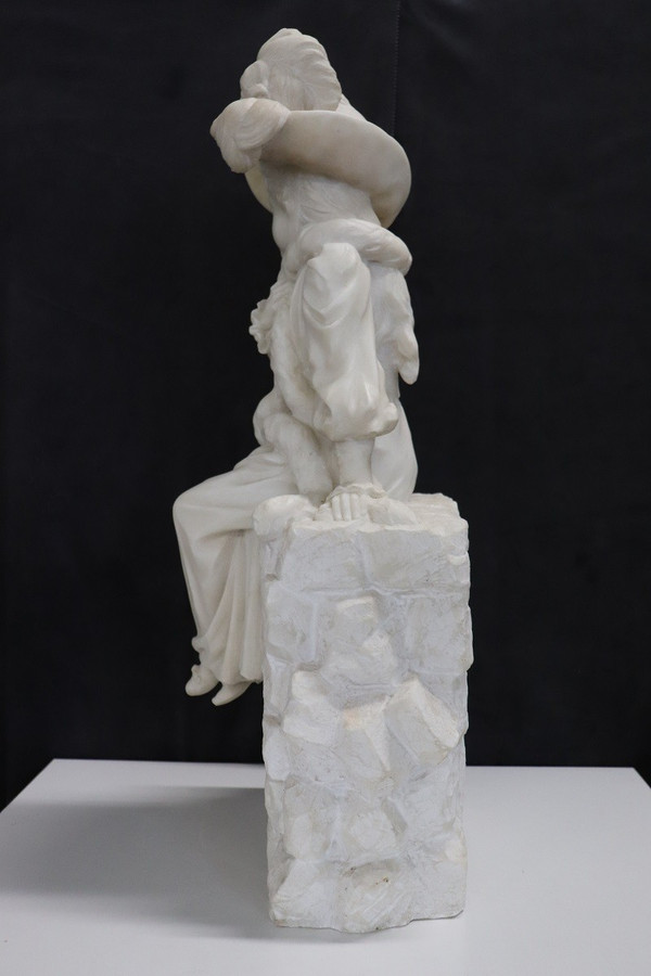 Antique Sculpture, Late 19th Century, White Carrara Marble