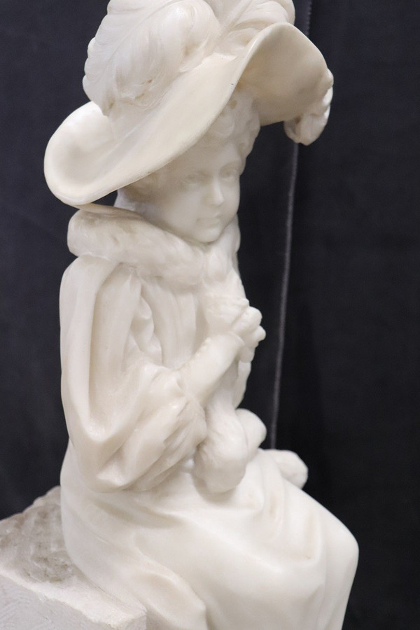 Antique Sculpture, Late 19th Century, White Carrara Marble