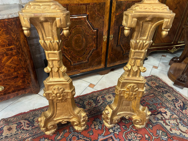 PAIR OF GILT WOOD CANDLE PICKS 17TH CENTURY