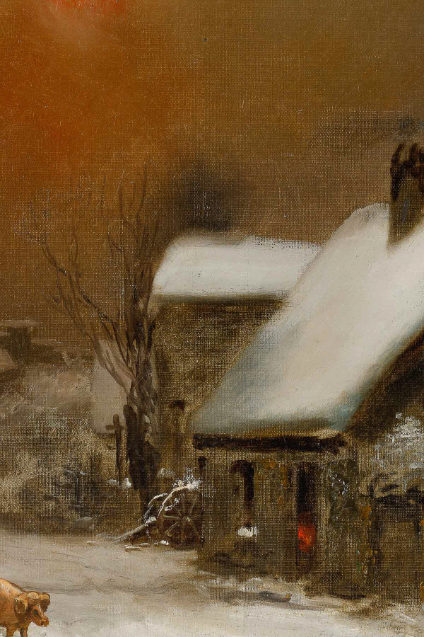 Theodore Levigne (1848-1912) Village sous la neige oil on canvas late 19th century