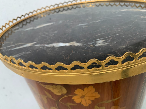 Transition style snack table in 20th century marquetry