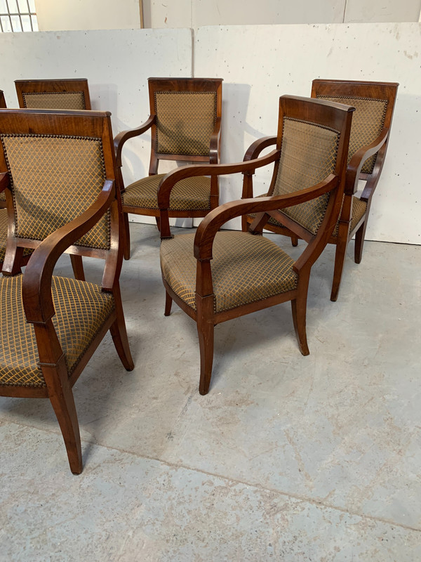 Set of six 19th century mahogany Restoration armchairs