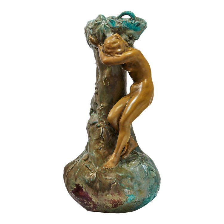 Ernest Bussière, Vase with Nymph, Art Nouveau