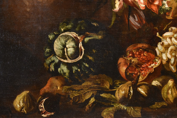 Aniello Ascione (Naples, C. 1680 - 1708), Nature Morte Avec Feston De Fleurs