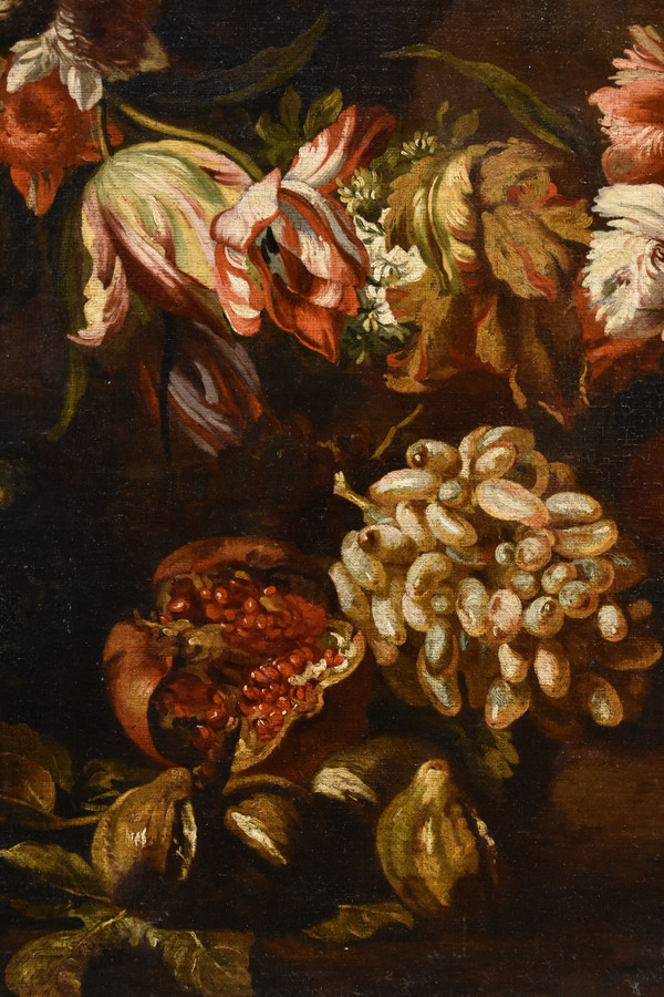 Aniello Ascione (Naples, C. 1680 - 1708), Nature Morte Avec Feston De Fleurs