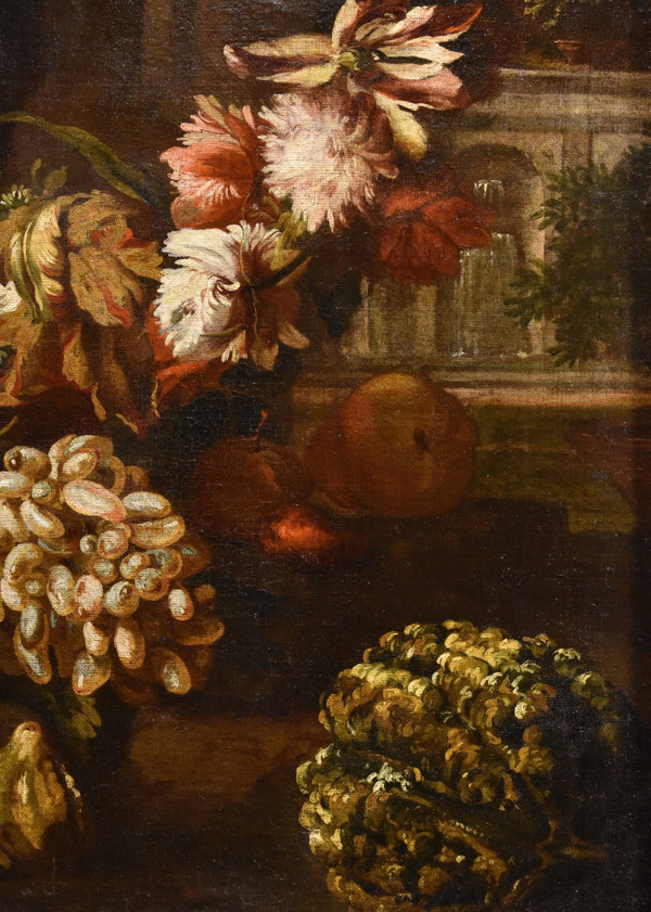 Aniello Ascione (Naples, C. 1680 - 1708), Nature Morte Avec Feston De Fleurs