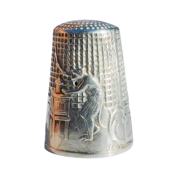 Sterling Silver Thimble Fable "Le Singe Qui Montre La Lanterne" Sewing Kit