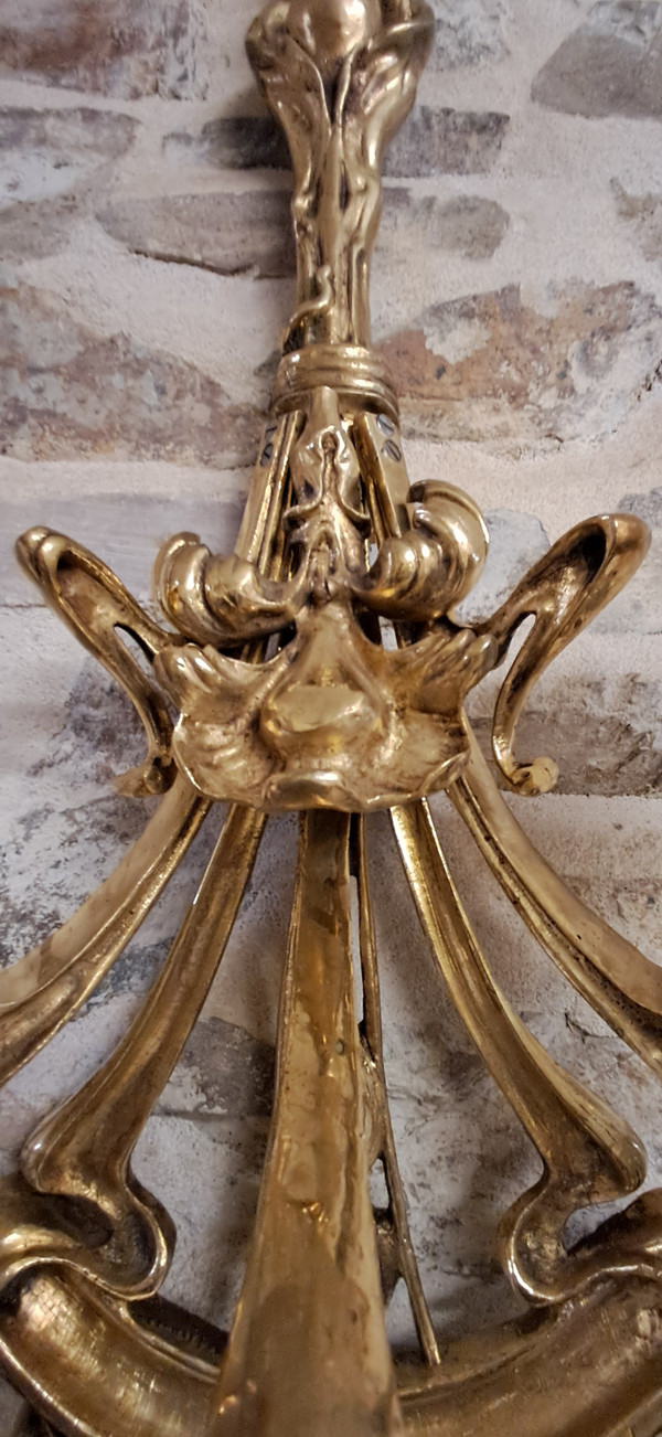 Pair of wall lights in solid brass 81 x 49