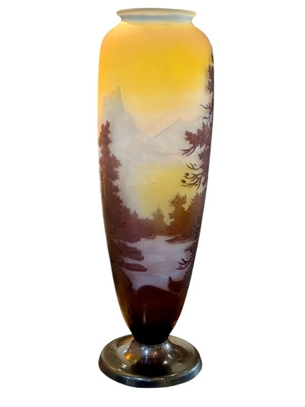 Vaso Emile Gallé Art Nouveau "Paesaggio alpino