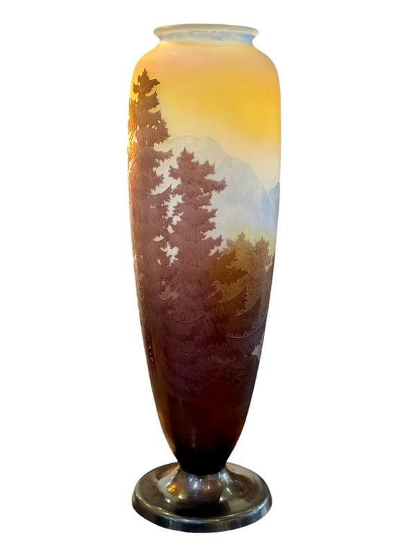 Vaso Emile Gallé Art Nouveau "Paesaggio alpino