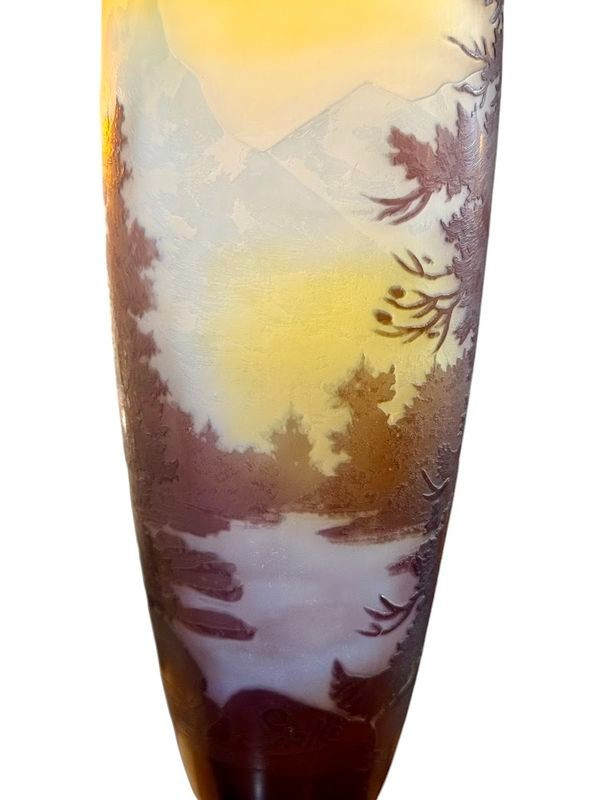 Vaso Emile Gallé Art Nouveau "Paesaggio alpino