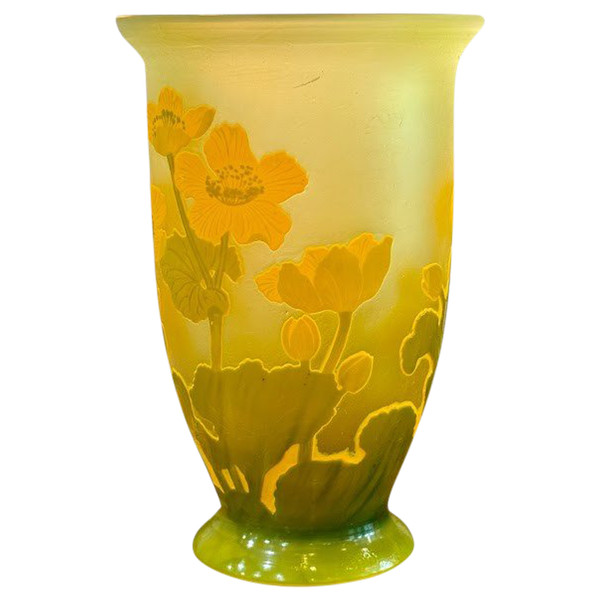 Vaso Emile Gallé Art Nouveau "Renoncules des Prés