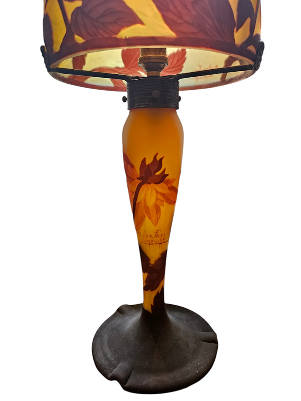 Muller Frères Lunéville "Dahlias" Mushroom Lamp