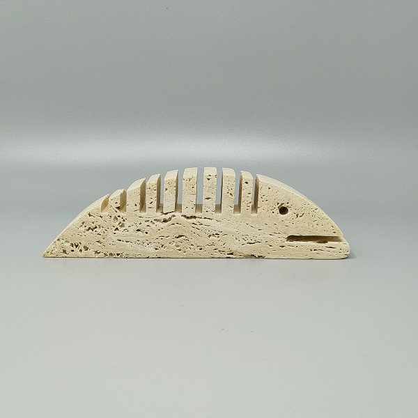 1970 Original Big Travertine Fish Sculpture by Enzo Mari for F.lli Mannelli