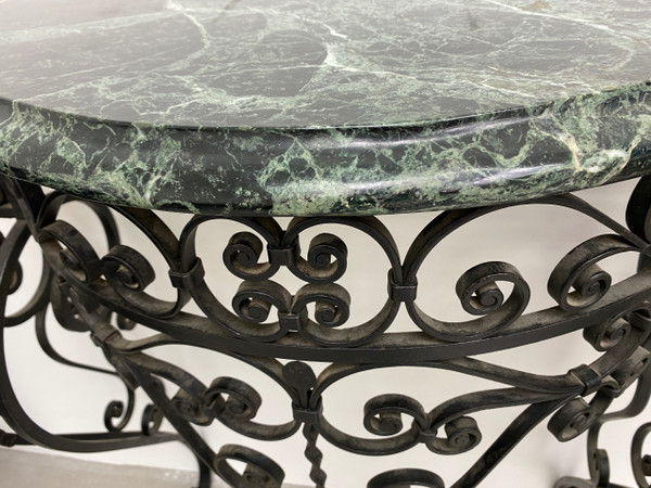 Art Deco Console Wrought Iron Green Alpine Marble