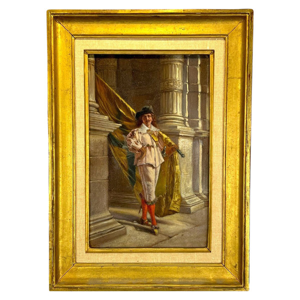 OIL ON WOODEN PANEL "FLAG BEARER OF THE FLEMISH CIVIC GUARD